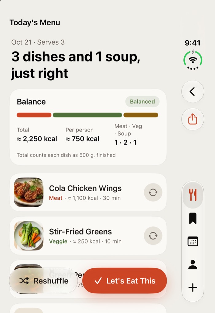 Today's menu on the iPhone Duo cover display