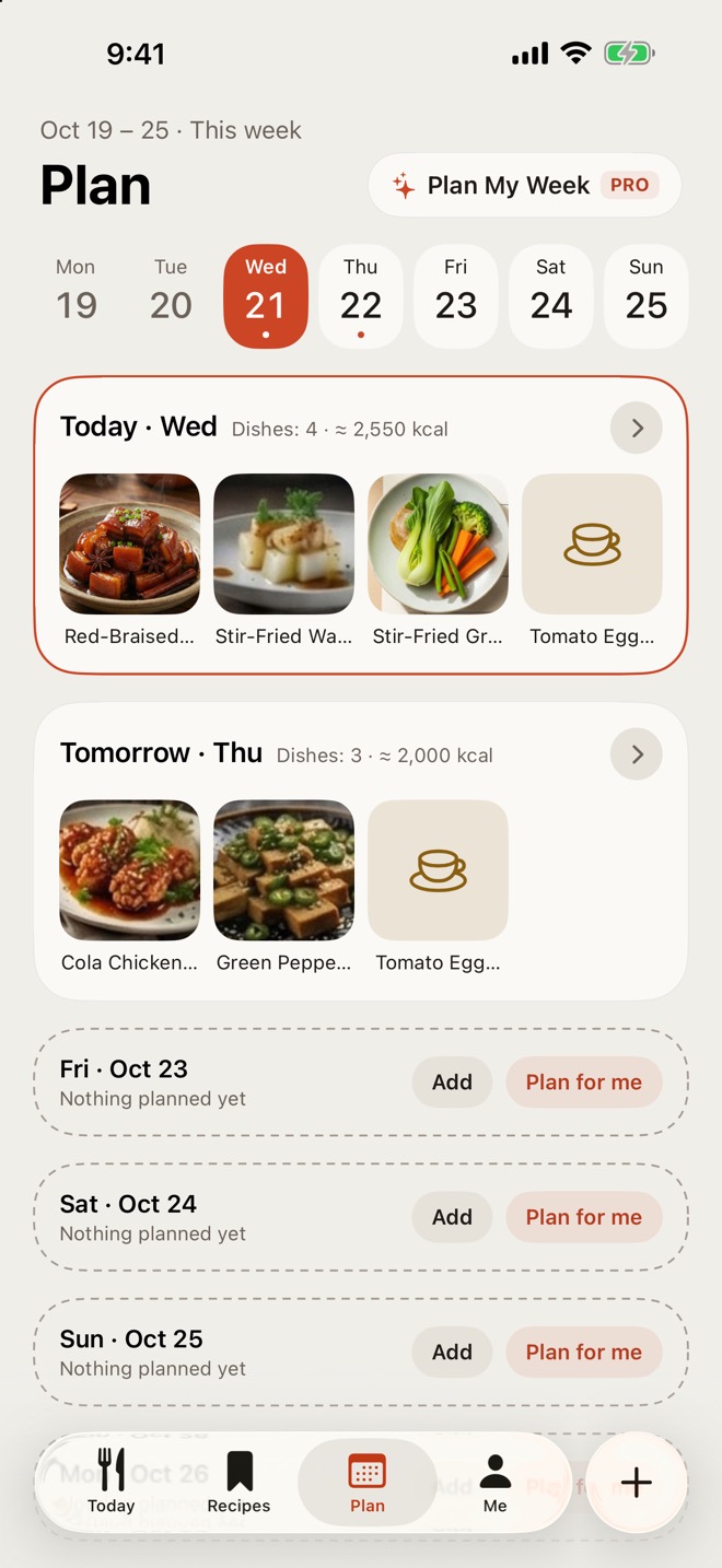 Weekly plan