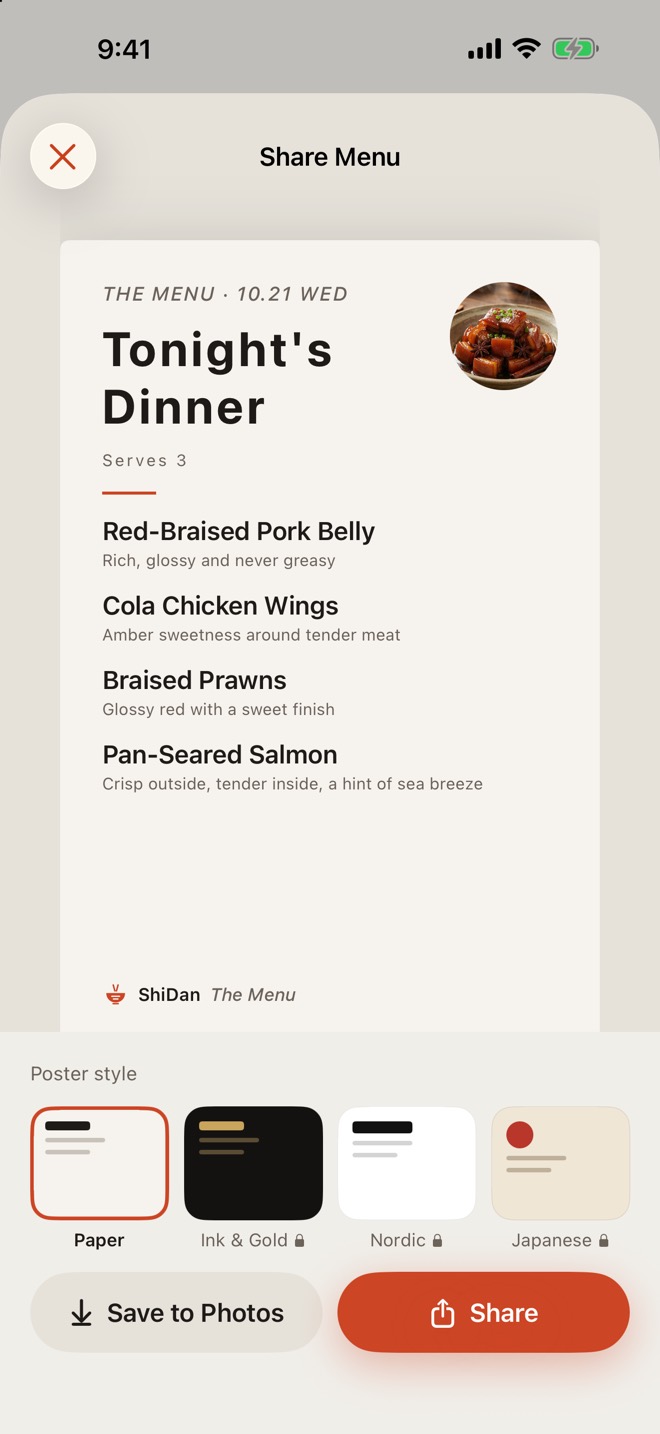 Sharing a menu poster